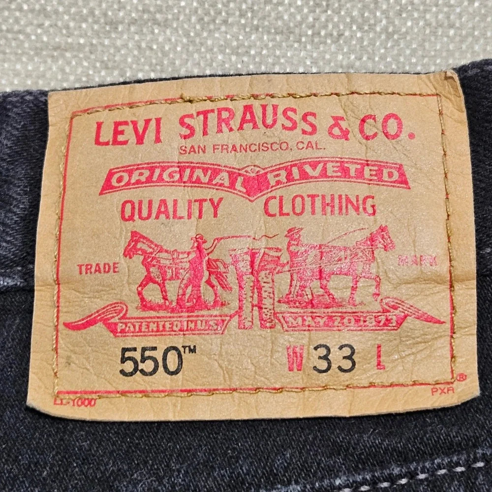 Levis 550 Denim‎ Shorts Mens W33 Black Relaxed Fit Vintage 2003 Cotton